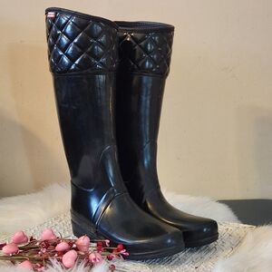 Hunter Black Quilted Women's Rain Boots